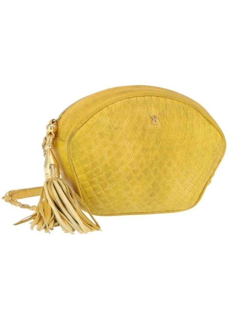 Authentic Bally Shoulder Bag Leather Yellow Gold